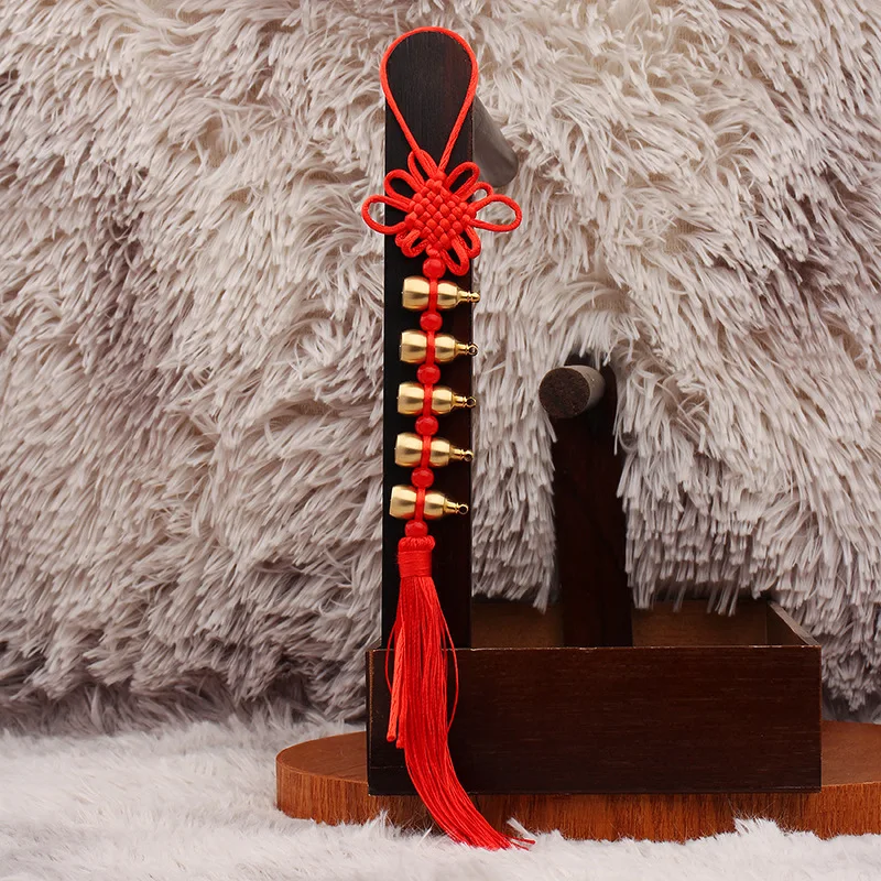 Brass Five-Child Gourd Pendant Antique Chinese Knot Eight Emperor Plum Knot Copper Gourd Red Tassel
