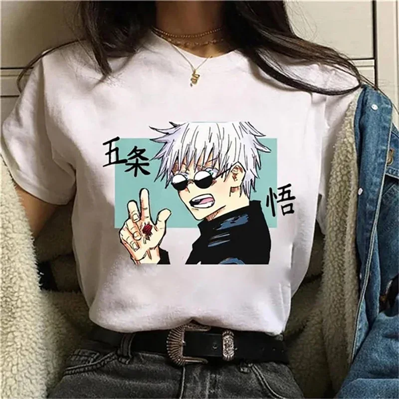

Satoru Gojo T-Shirt Summer Short Sleeve Casual Cotton Round Neck Men T Shirt Streetwear Fashion Anime Harajuku Tees