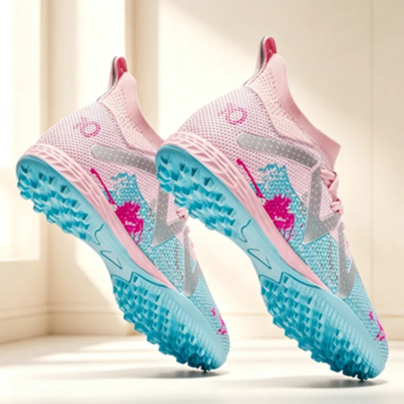 Men's TF Soccer Shoes, Breathable Knit & PU Upper, Shock-absorbing EVA Midsole, Durable Rubber Turf Outsole, Comfortable for Lon