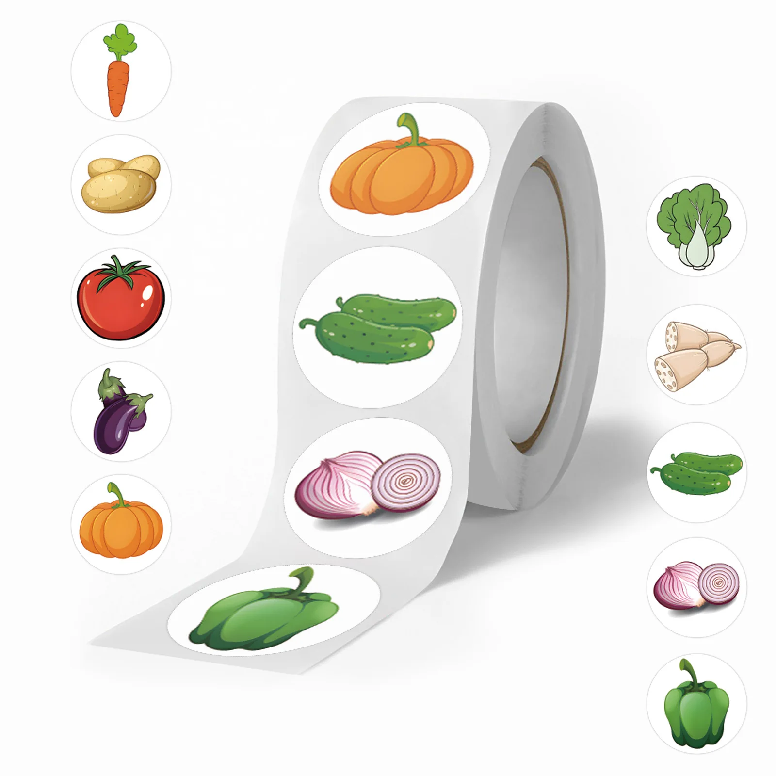 

500PCS/Roll Cartoon Food Vegetable Graffiti Stickers Creative Fun Decals Kids Toy Gift for Stationery Box Water Cup Guitar