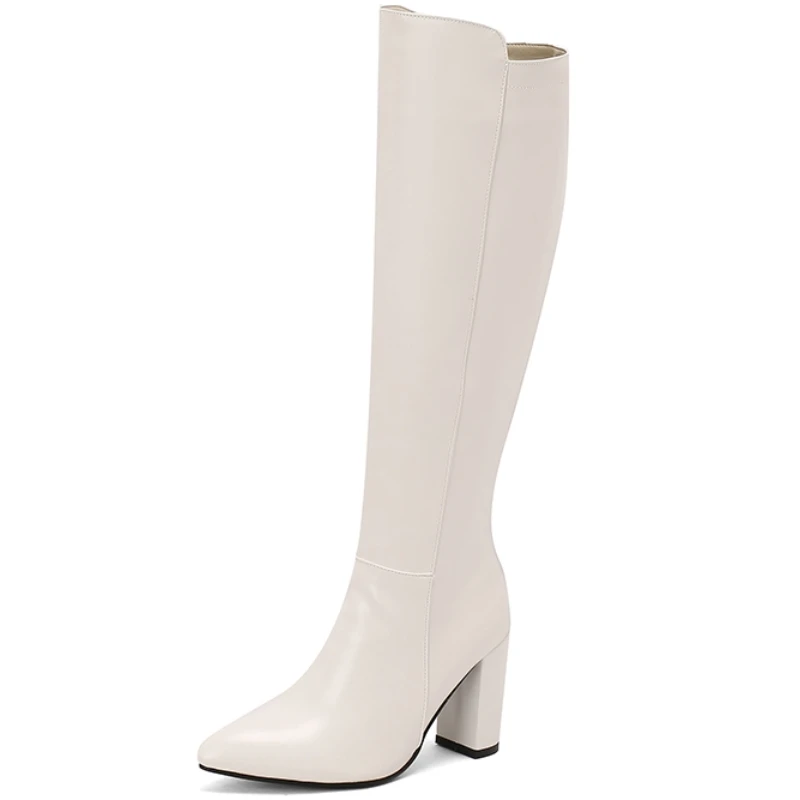 Blue Women\'s Winter High Boots Zipper Black White Red Knee High Boot Women Shoes Western Cowboy Long Shoes Ladies Large Size 48