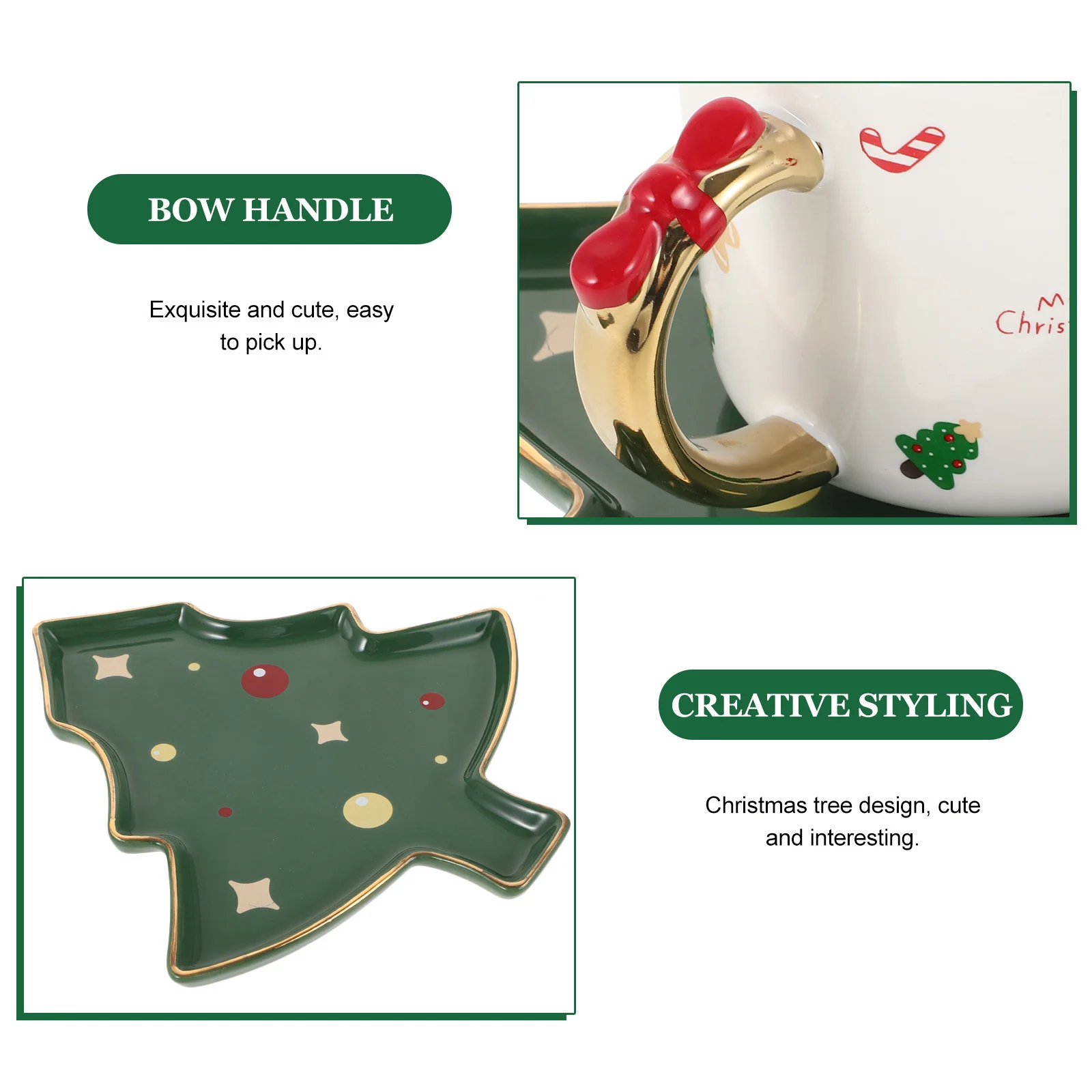 

1Set Christmas Tree Ceramic Mug Set Milk Coffee Cup Saucer Holiday Water Tea Drinking Cup Ceramic Mug Latte Mugs