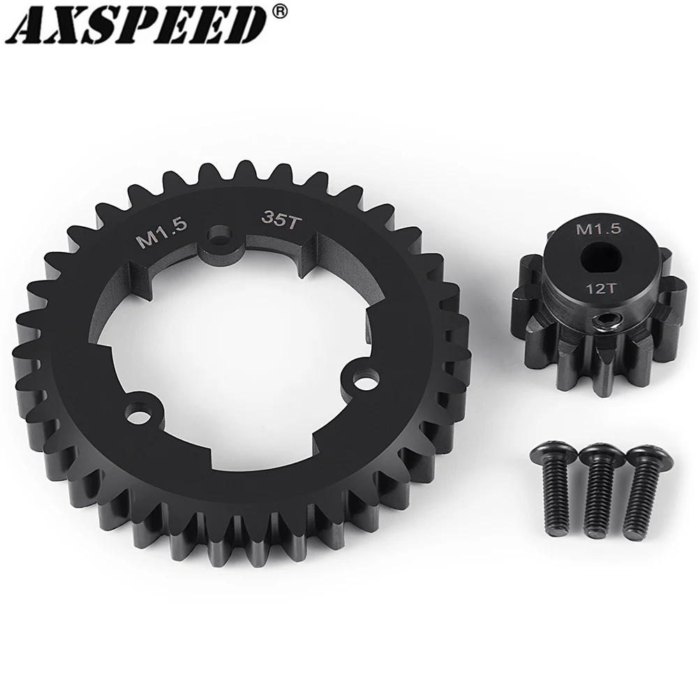 AXSPEED 40CR Steel 1.5M 35T Spur Gear and 12T Pinion Motor Gears for 1/5 X-MAXX 6S 8S MONSTER TRUCK Upgrade Parts