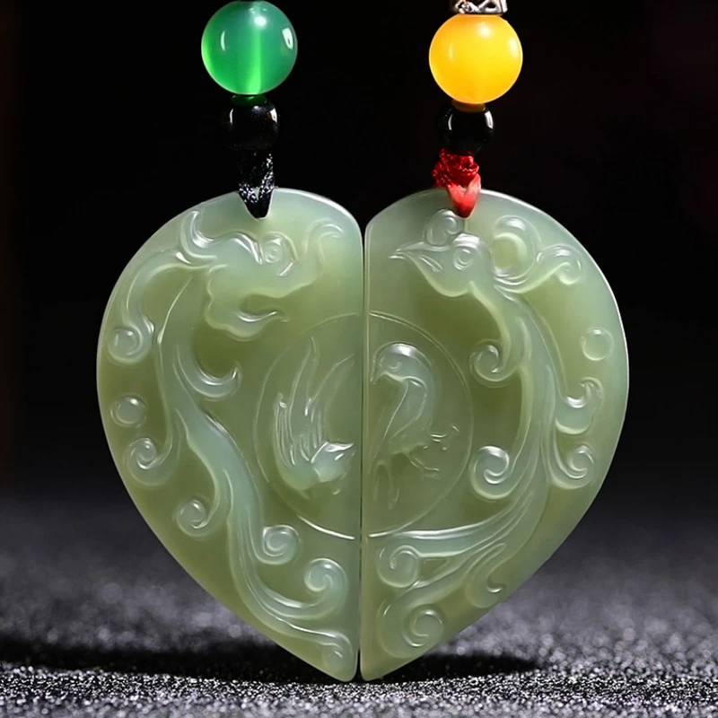 

stone love tokens , a pair of Hetian jade pendants, and