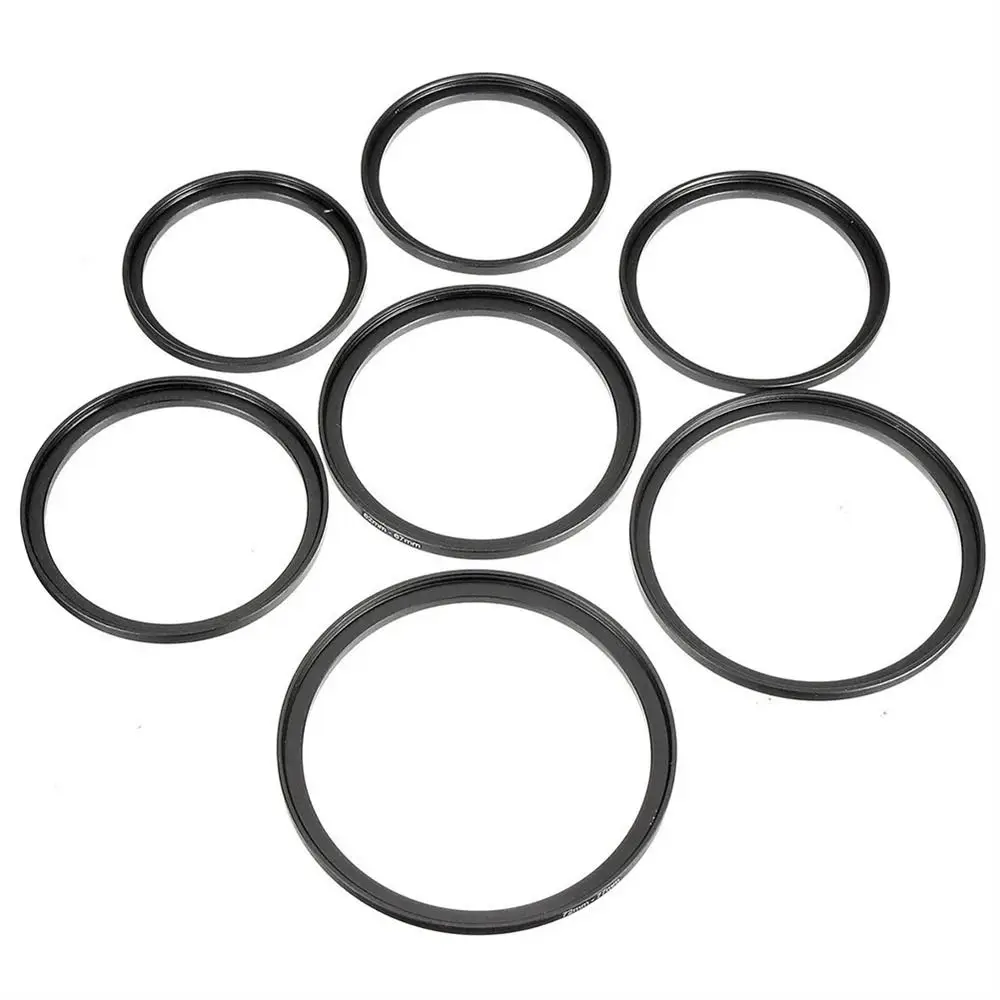 9pcs Filter Ring Adapter Set Step Up Rings 37-82mm UV ND CPL Camera Ring Adapter Metal Aluminum Alloy Lens Adapter Filter