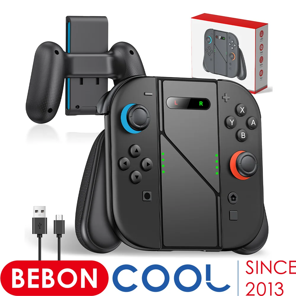 

BEBONCOOL для Switch 2, кронштейн для зарядки Joy-con, портативная ручка для контроллера, двойной держатель для зарядки для Switch 2, джойстик