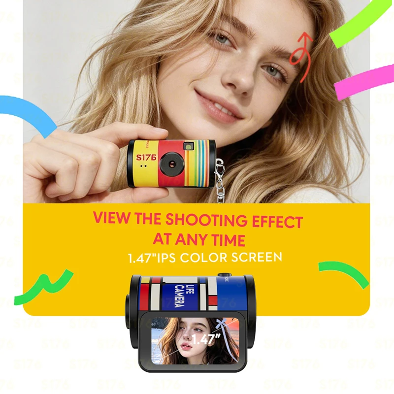 High‑Definition Mini Thumb Camera Retro CCD Small Pocket Digital Camera Personalized Custom Camera Film Roll Keychain for Gifts