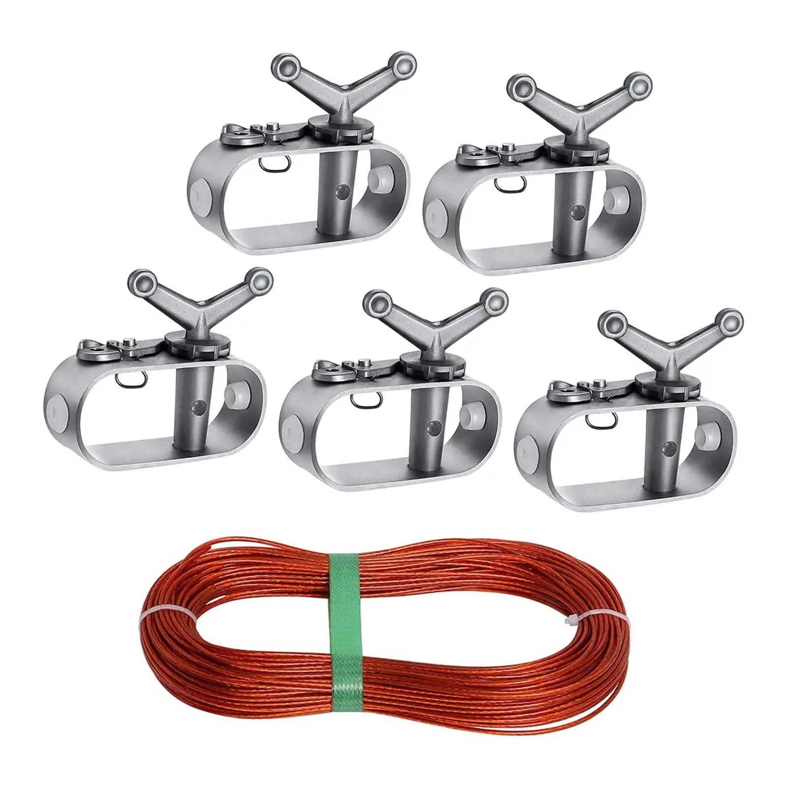 30M Pool Cover Cable and Winch Set Aluminum Alloy Heavy Duty Winter Cover Fastening Tool for Round Oval Rectangular Above Ground