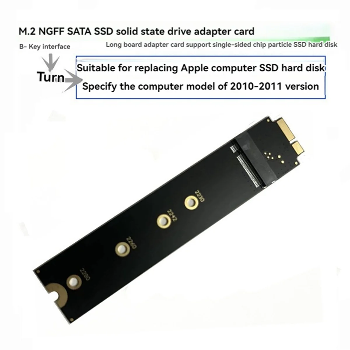 Adapter Card for MacBook Air A1370 A1369 2010 2011 to M.2 NGFF SATA SSD Converter Support 2230 2242 2260 2280 M2 SSD