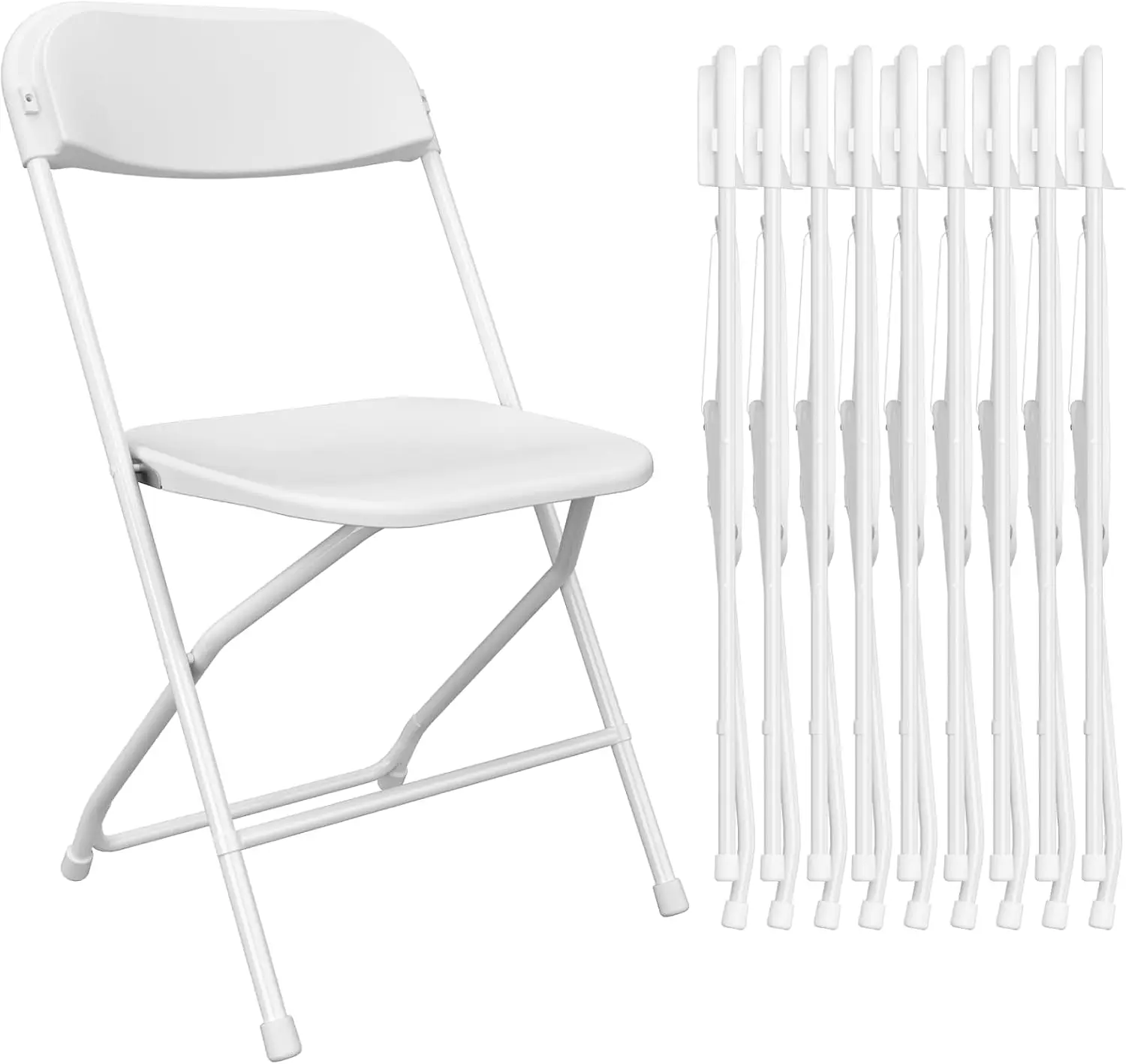 10 Pack White Plastic Folding Chairs, Indoor Outdoor Foldable Chairs with Steel Frame 350lb Capacity for Events Office Wedding P