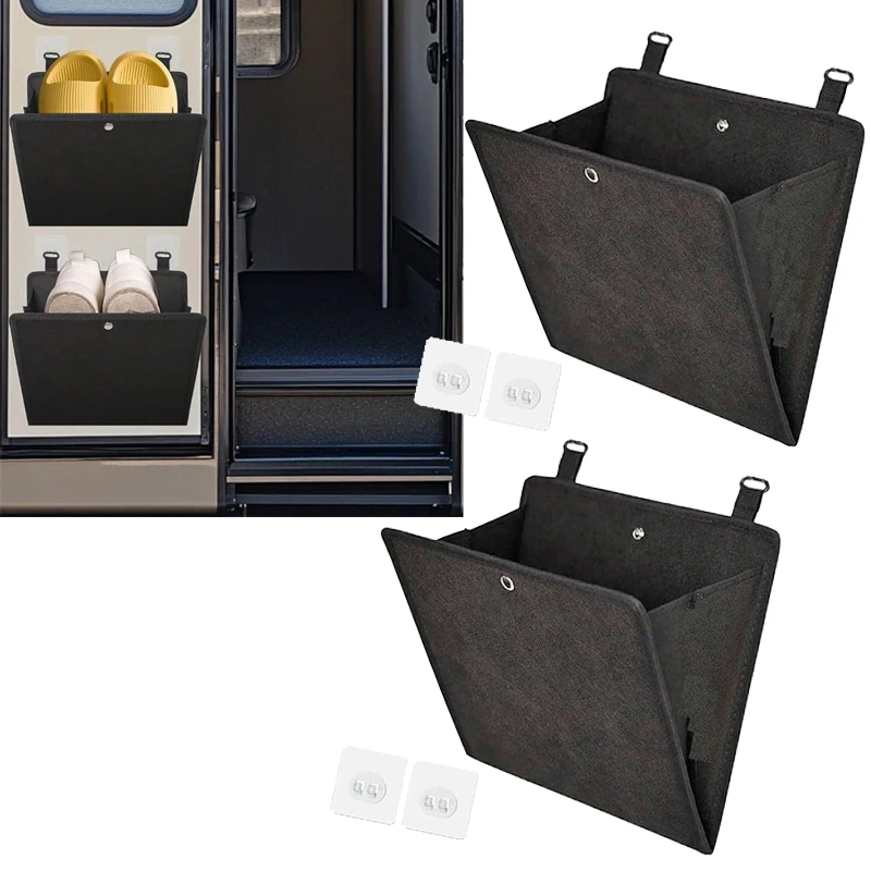 2Pack RV Shoe Storage With Sticky Adhesive Tape Over The Door Shoe Rack Fabric Wall Hanging Shoe For Camper RV Caravan Motorhome
