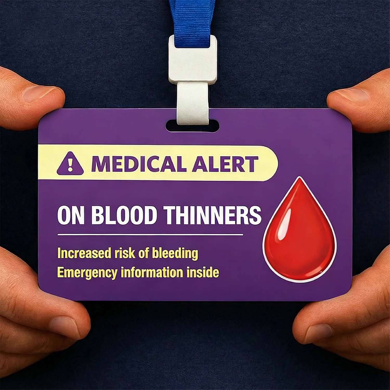 1SET, On Blood Thinners Medical Alert Card Emergency Medical Identification ID Card PVC Waterproof Wearable Medical Warning Card