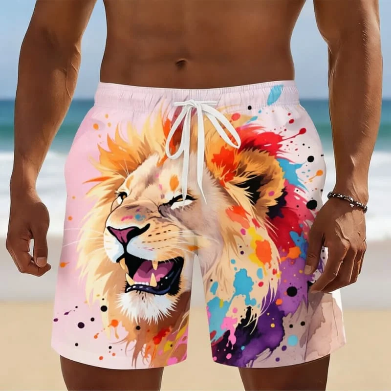 

Men's Casual Stylish Watercolor Wild Print Casual Shorts Casual Fashion For Summer Vacations And Beach Getaways