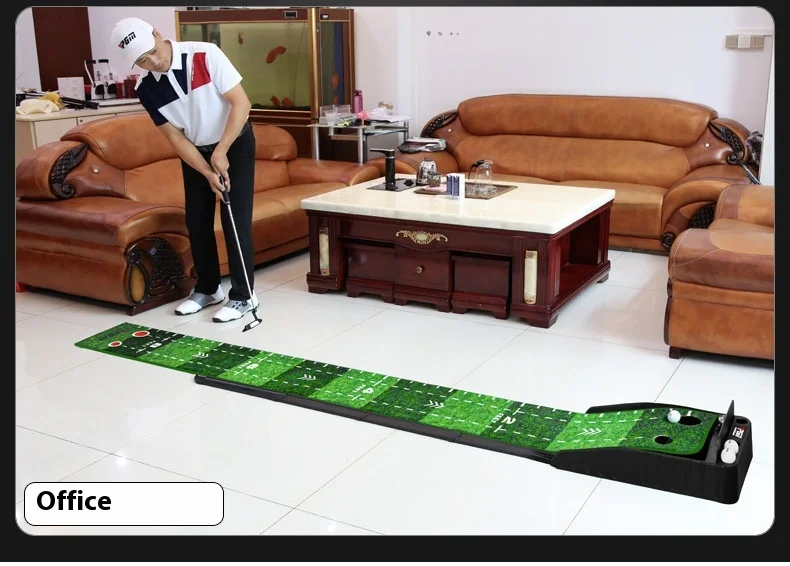 PGM TL021 indoor golf velvet rubber bottom putter trainer practice mat, 3M with return lane