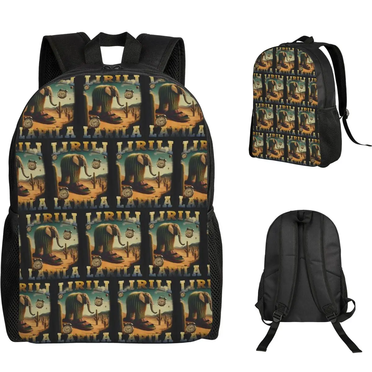 Lirili Larila Funny Italian Brainrot Meme Backpack Student Boys Girls BookBag School Bag Computer Shoulder Bags