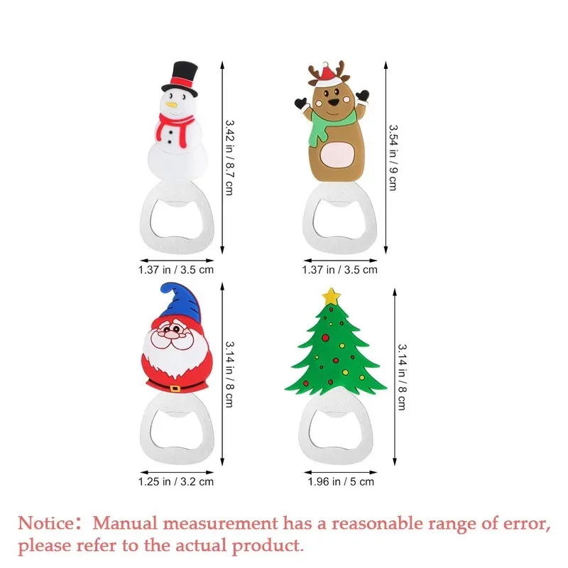 1-10 قطعة 2026 نافيداد فتاحات الزجاجات الطرف سانتا وثلج سيليكون كرة من الفولاذ المقاوم للصدأ فتاحات لزينة عيد الميلاد لوازم