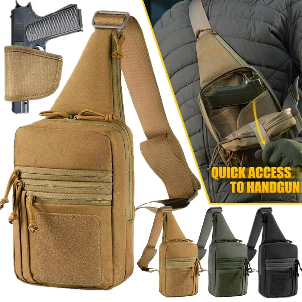 ปกปิด Carry Crossbody ปืนกระเป๋าปืนพกยุทธวิธีไหล่แพ็คปืนพกสําหรับ Men & Women
