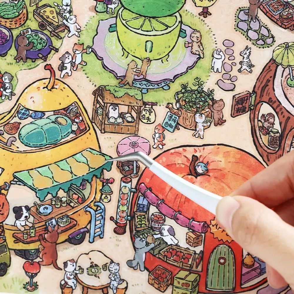 1 Set 2 Themes Miniature Scene Collage DIY Crafts Removable Scene Stickers Waterproof PET Sticker Sheet Scrapbooking
