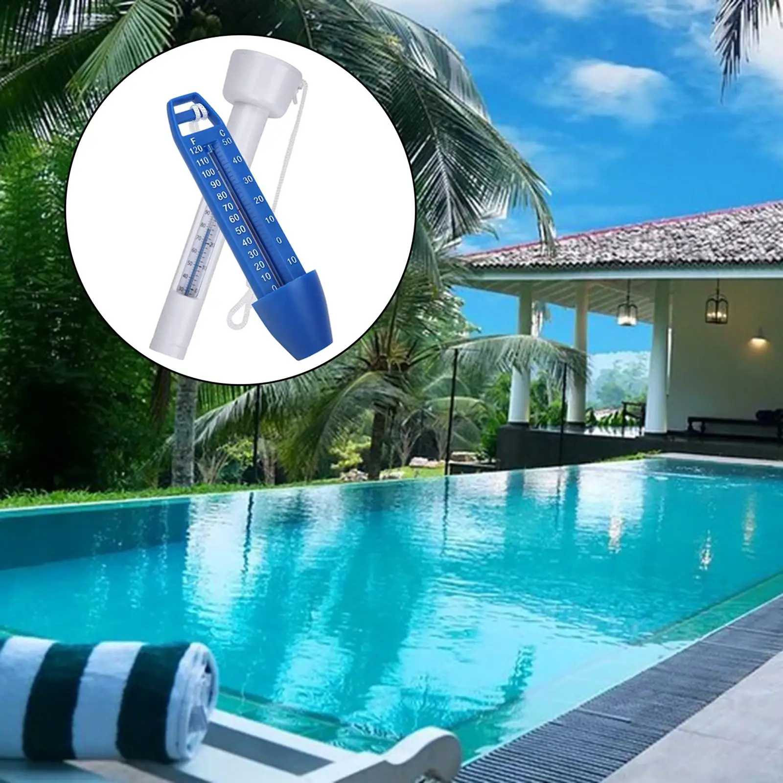 Floating Swimming Pool Thermometer Easy to Store Analog Water Temperature Meter Plastic Scale for Fish Pond and Spa Use