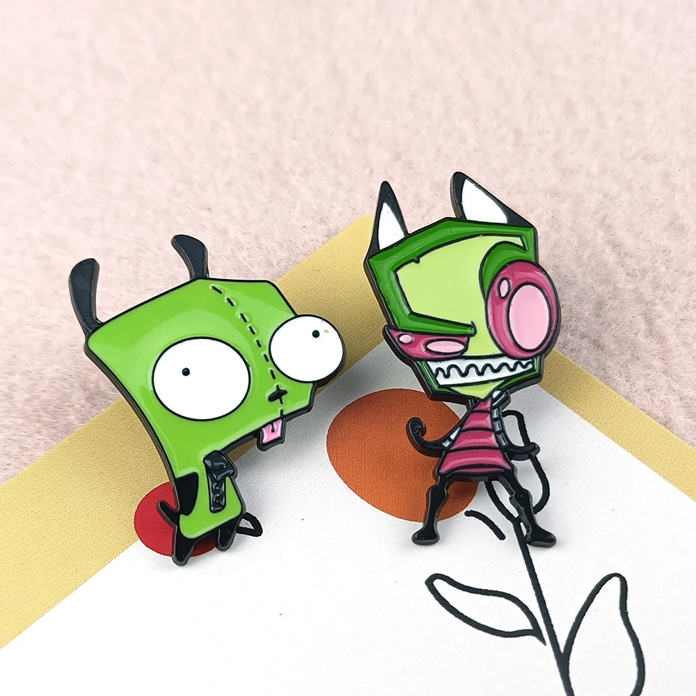 Invader Zim Enamel Pin Cartoon Anime Funny Alien Brooches Lapel Shirt Backpack Badge Jewelry Collection Gift for Kids Friends