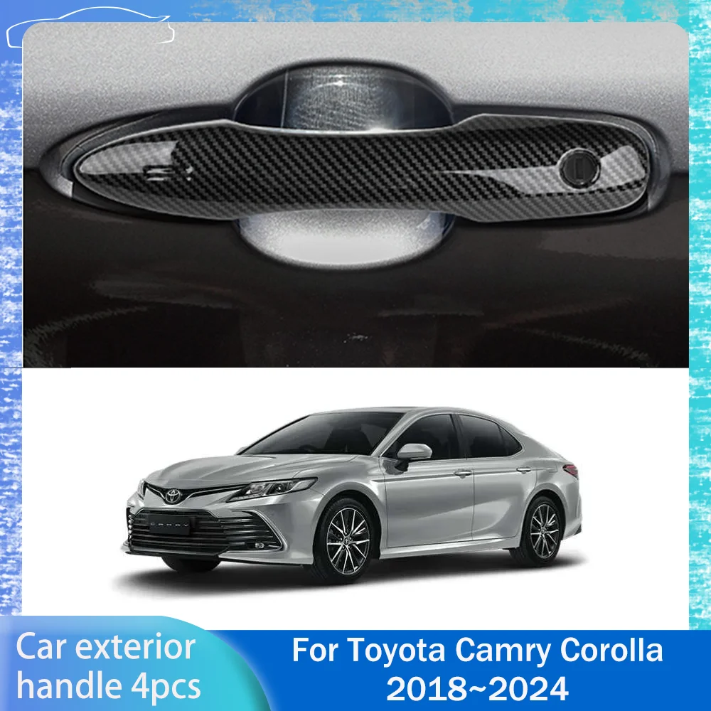 

For Toyota Camry Corolla 2018~2024 Carbon Fiber LHD Car Exterior Door Handle Protective Cover Anti-scratch Decorative Accessorie