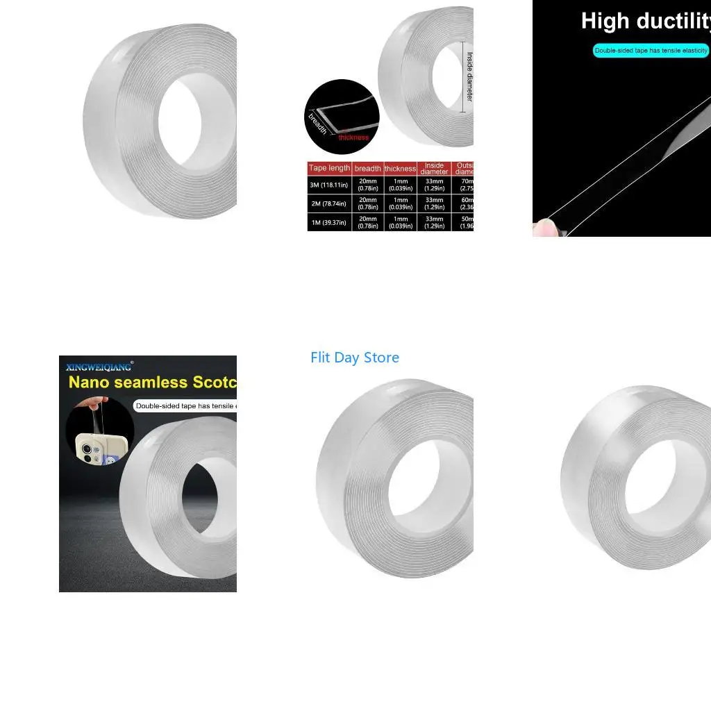 F92C Large Clear  Adhesive Tape Double Sided Tape Home Decoration Tape 1m/2m/3 meter  for Flexible Fixing in Home & Office