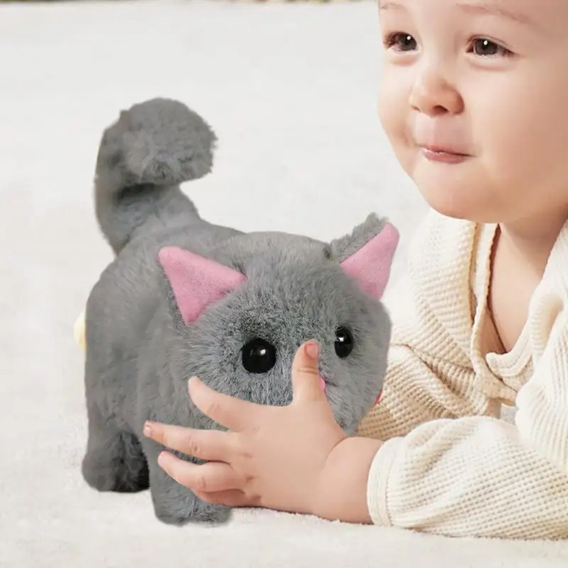 Gato Animal relleno Robot gato de peluche Robot juguete interactivo relleno Animal robótico gatito juguete para niños niñas niño pequeño