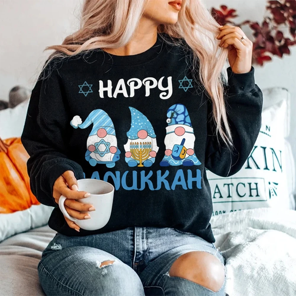 Blauwe kerstsneeuwman met zespuntige sterrenprint Y2K-stijl High Street Top Lange mouwen Pullover Crewneck Sweatshirt Hoodie