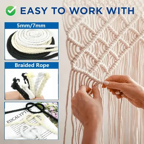 5/7mm Cotton Macrame Cord for Strap Woven Twisted Rope Textile Craft Home Decoration Braided Ropes DIY Sewing Accessories