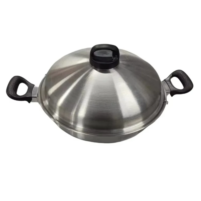 3 in 1 Multipurpose Newly Designed Stainless Steel Multifunctional Wok Chinese Style Two Handle Frying Pan with Steaming Steamer