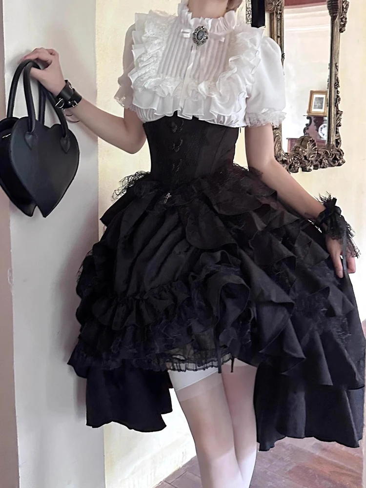 Conjunto de duas peças gótico sle loween lolita menina emagrecimento cintura design cisas cosplay k tema faionable conjunto feminino