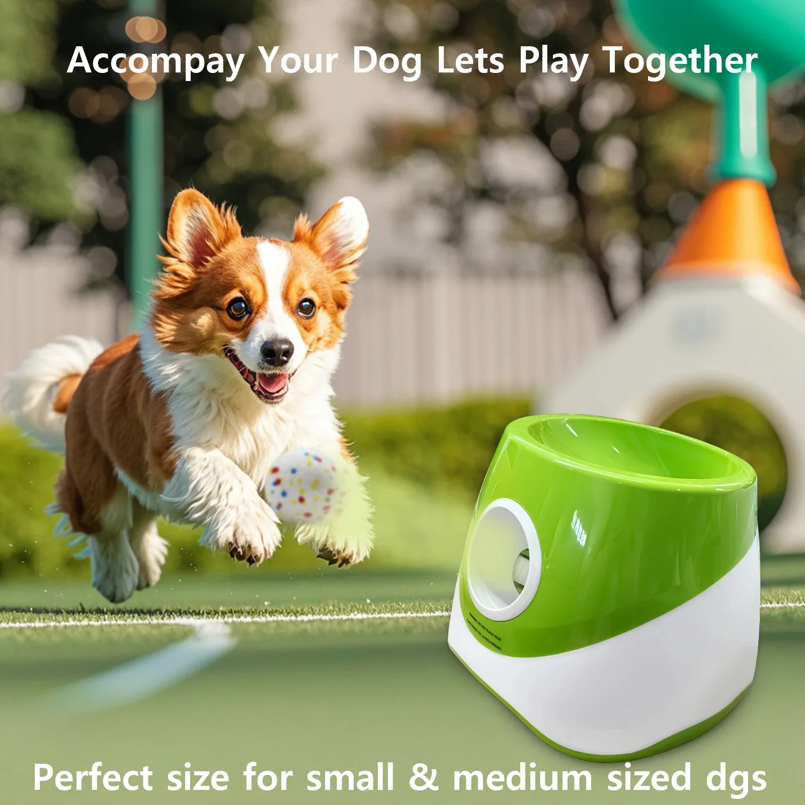 Pet Automatic Dispenser,2200MAH Lithium Battery The Improved Medium-sized Pet Ball Thrower Comes with 3pcs 2.3-inch ETPU Balls.