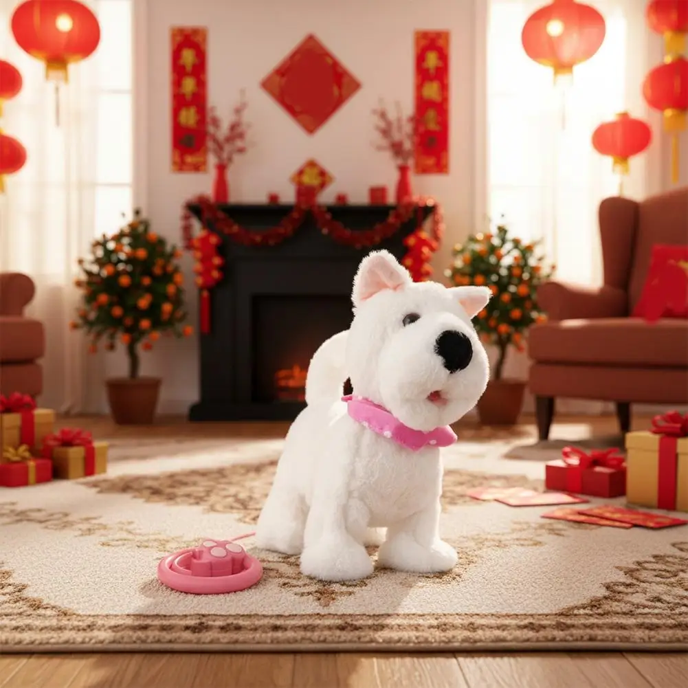 أزياء محاكاة جرو دمية المشي التفاعلية مقلد جرو الذيل يهز نباح المشي لعبة الكلب للاستخدام الداخلي والخارجي