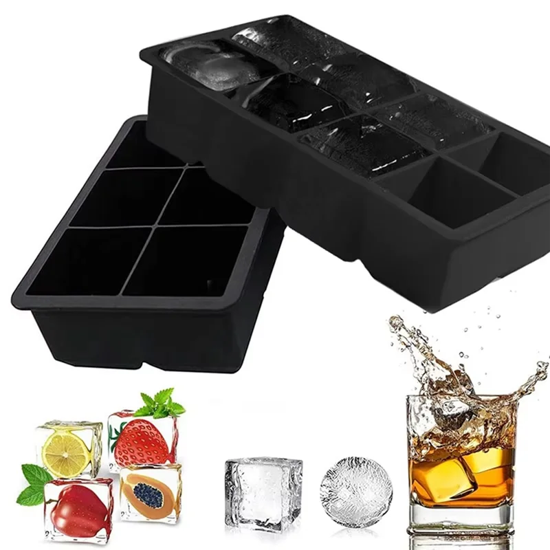 

ABAH-Silicone Large Mold With Lid Freezer Trays Extra Tray Food Freezing Moulds Storage Box Kitchen Accessories