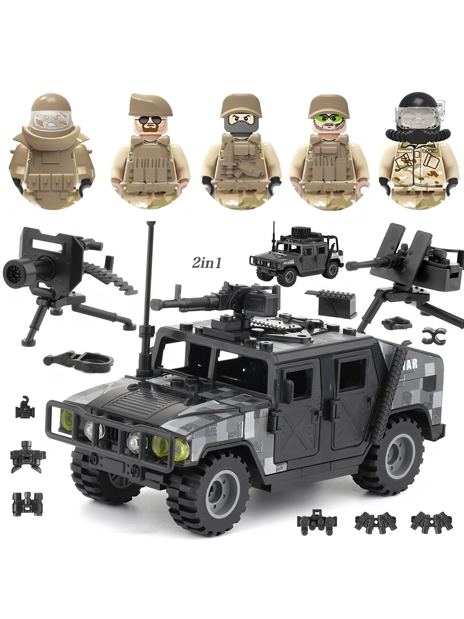 Armes de soldat des forces spéciales militaires SWAT, véhicule blindé, figurine d'action, modèle de véhicule, bloc de construction, jouet pour enfants