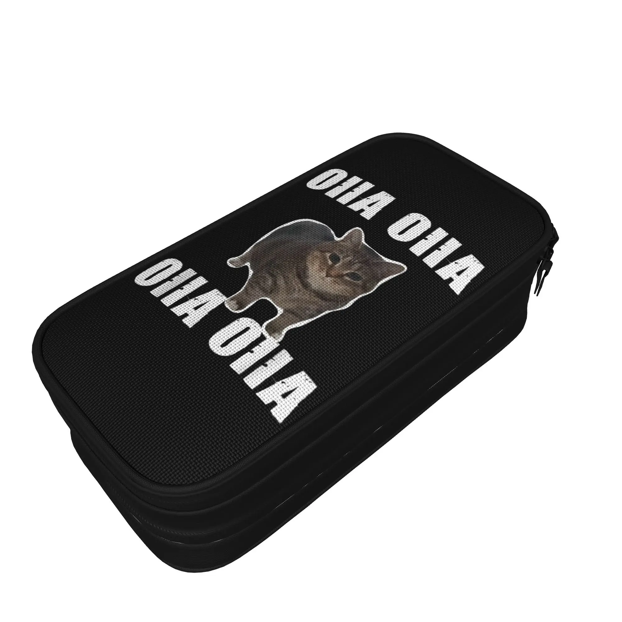 OIIAA OIIAA Funny Spinning Cat Meme Pencil Cases Humor Brainrot Pen Bag Student Big Capacity School Gift Pencil Pouch Stationery