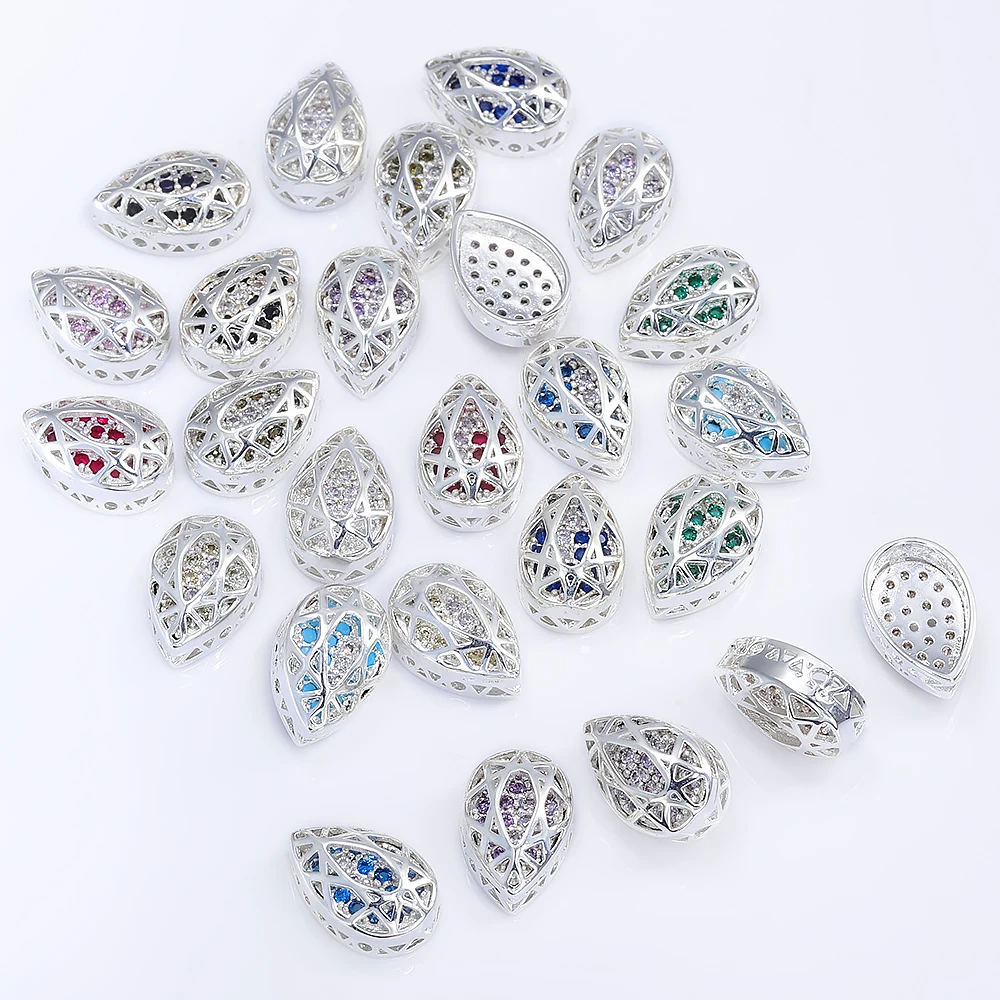 

4/40Pcs Cubic Zirconia Alloy Charms Sliver Plated Water Drop Shaped Crystal Stones Sewn Rhinestone DIY Cloth Sewing Accessories