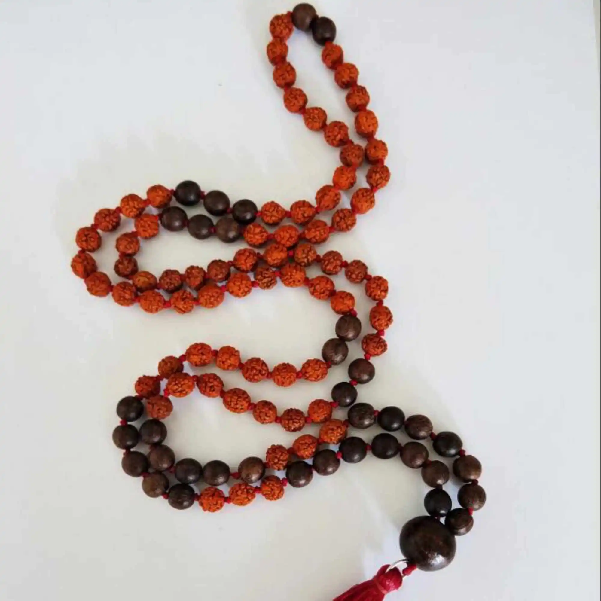 8mm brown Rudraksha black lava Black Sandalwood 108 knot Necklace All Saints' Day Diy Classic Wrist Glowing Chic Dark Matter