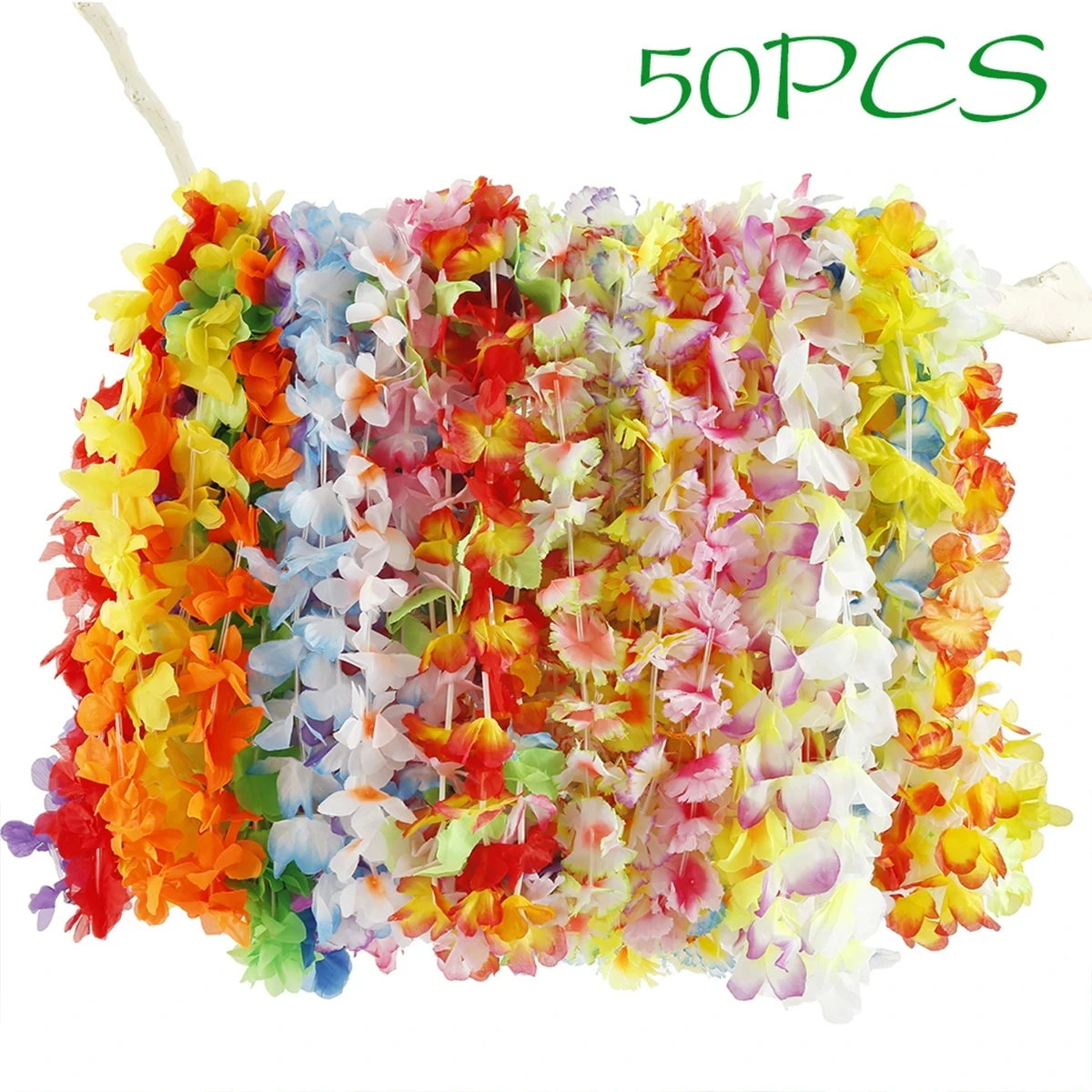 50Pcs Hawaiian Party Flower Garlands Color Garland Necklace Tropical Beach Party Decoration Props