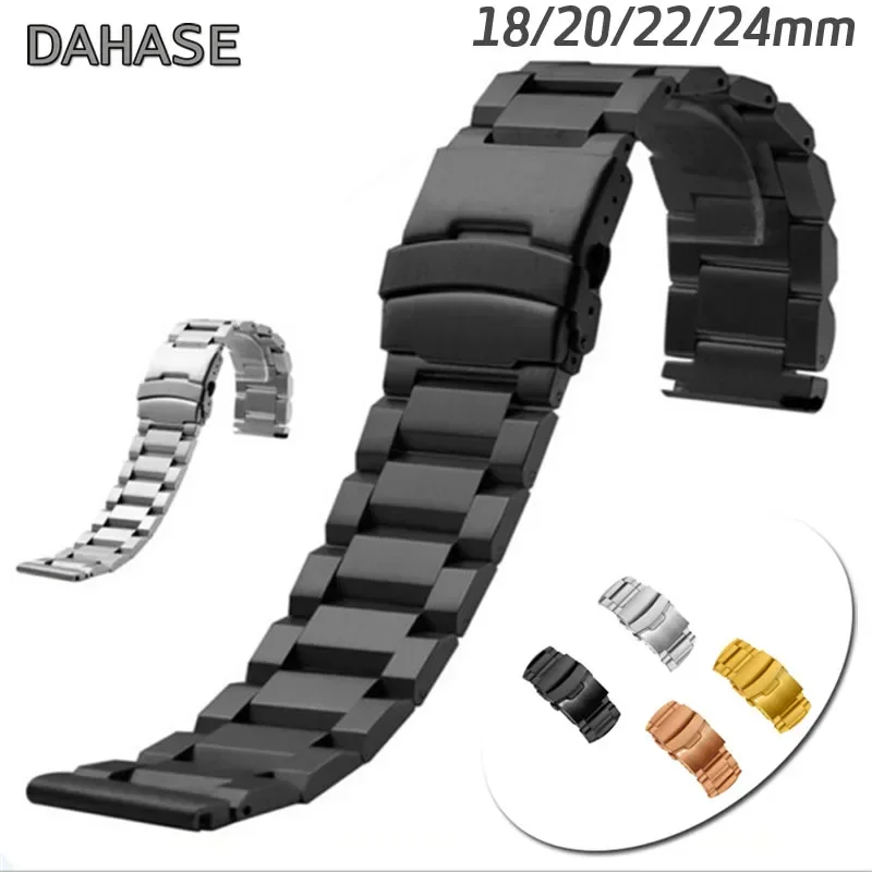 

trapezoid Link Replacement Stainless Steel Watch Band 18mm 20mm 22mm 24mm Solid Metal Watch Strap Wrist Watchband Bracelet
