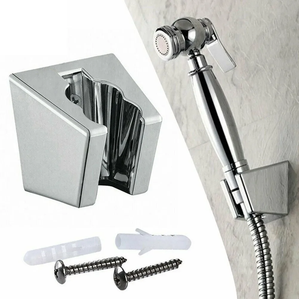 Shower Holder Adjustable Bathroom Shower Handset Holder Head 4.8*4.8*3cm Chrome Wall Mount Bracket Silver Shower Stand Bracket