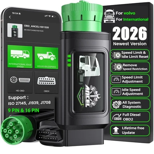 Bluetooth Heavy Duty Truck Scanner Disengage Speed Limit and Idle ANCEL HD210 for Volvo & International Engine Full System