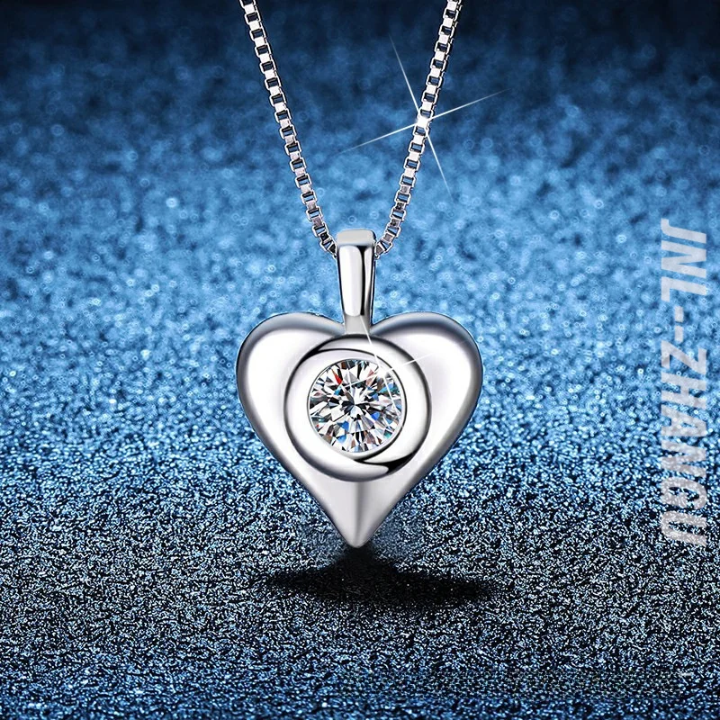 

Wholesale Women's 925 Sterling Silver Pendant Necklace High Quality Cubic Zirconia Color Stones Heart Necklace
