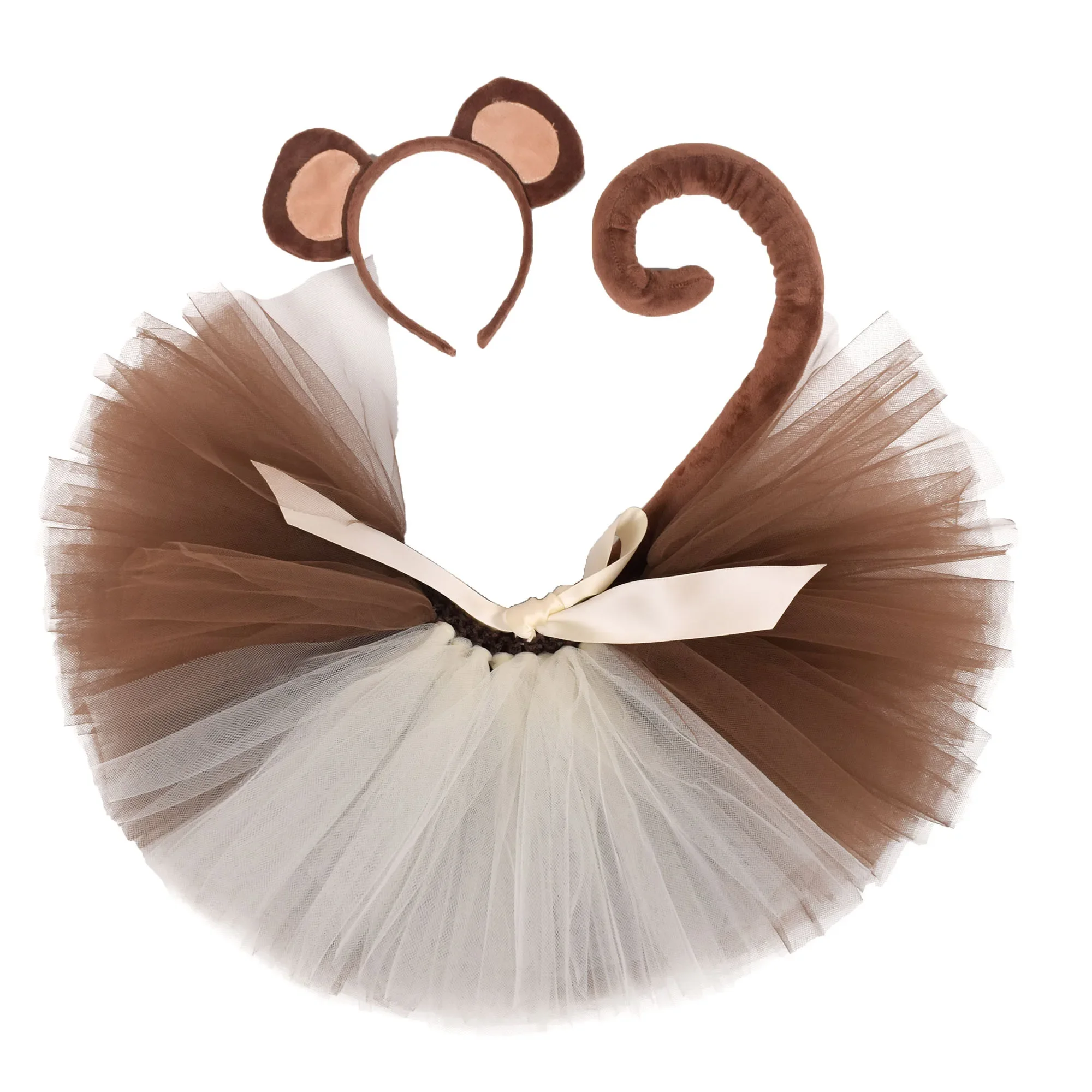 Disfraz De Reno Para Niña – Conjunto De 3 Piezas: Falda Tutú Marrón, Diadema Con Orejas Y Pegatinas Faciales De Ciervo – Ideal Para Halloween, Navidad Y Fiestas Temáticas (Peluche Y Tul Suave)