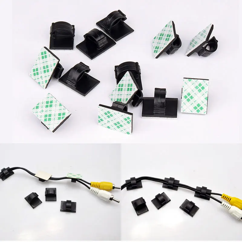 150/10PCS Clamp Wire Organizer Self-adhesive Fixed Unmarked Wire Clip Punch-free Desktop Car Office Wall Clip Holder Accessories