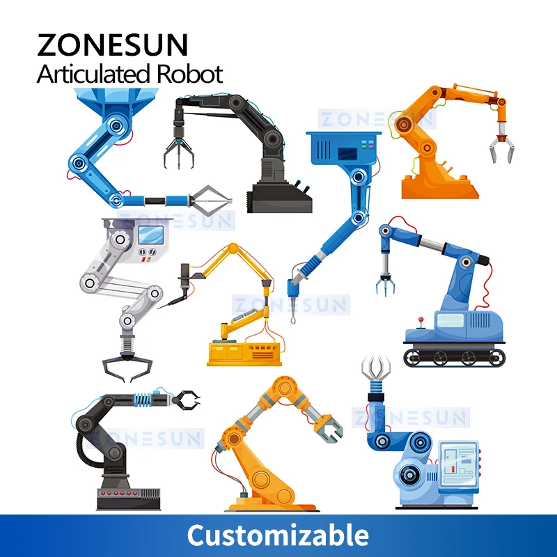 ZONESUN Industrial Articulated Robot 4 Axis Palletizer Material Handling Robotic Arm Automation Production Integrated Line