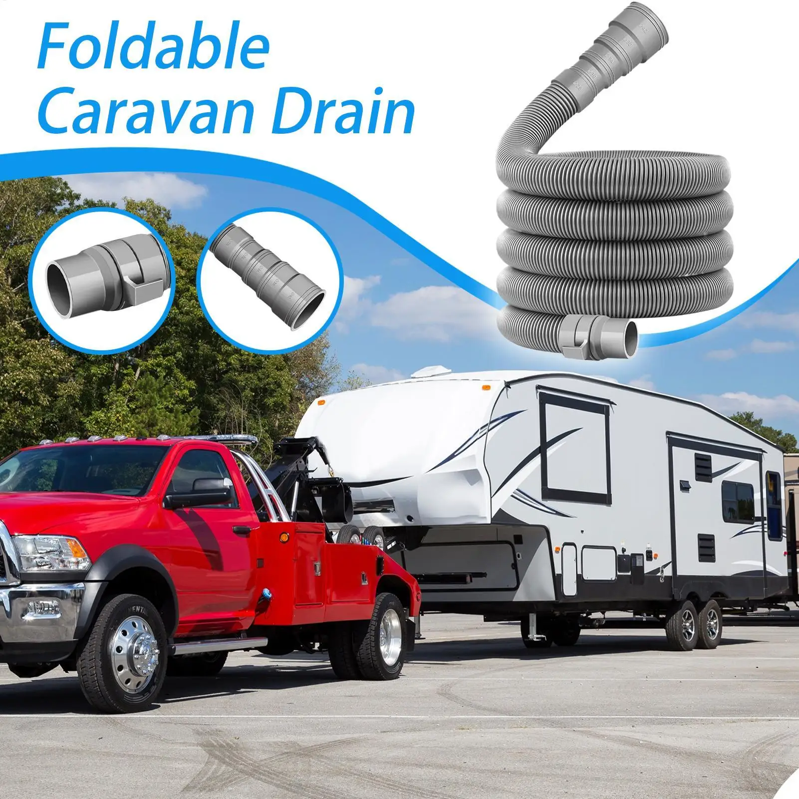 Sewer Hose for Rv Foldable Caravan Sewer Pipe Kit Versatile Foldable Hose Adjustable Pipe Leakproof RV Hose Rv Accessories