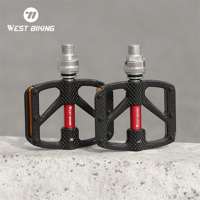 

WEST BIKING Quick Release Bicycle Pedal Ultralight 3 Bearing MTB Road Bike Pedal Aluminum Alloy Widened Anti-slip Cycling Pedals