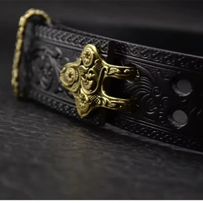 Brass Cavalry Belt cow genuine leather luxury strap male belts for men for Men DIY Waistband Jeans Leather Craft