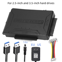 2.5-inch and 3.5-inch Hard Drive Reader 3-in-1 USB 3.0 to SATA/IDE Adapter, HDD/SSD Converter Included 12V/2A Power Adapter